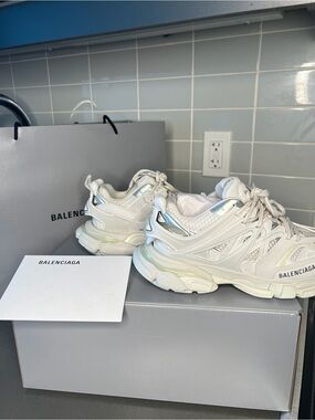Balenciaga Track Sneakers in White and Cream